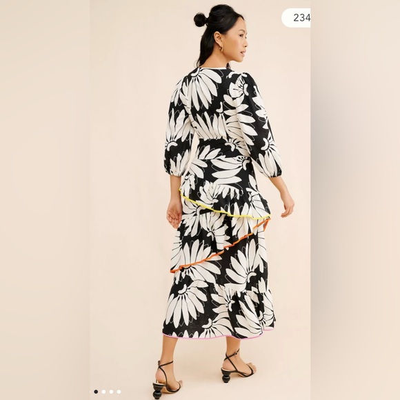 FARM Rio Black and White Floral Dress with Red Accents - Picture 3 of 14